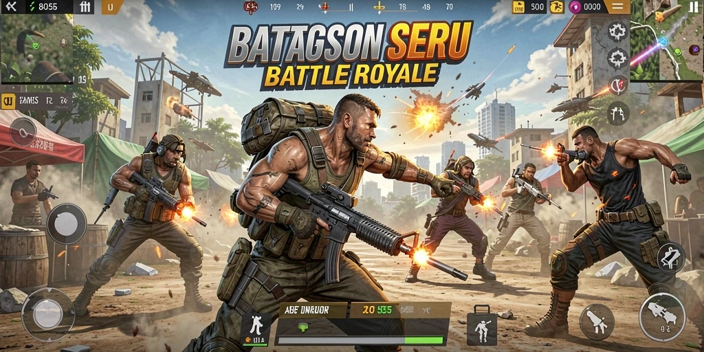 Tangkapan layar pertarungan seru di dalam game Battle Royale