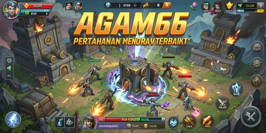 Tampilan gameplay AGAM66 yang menegangkan di setiap level Tower Defense.