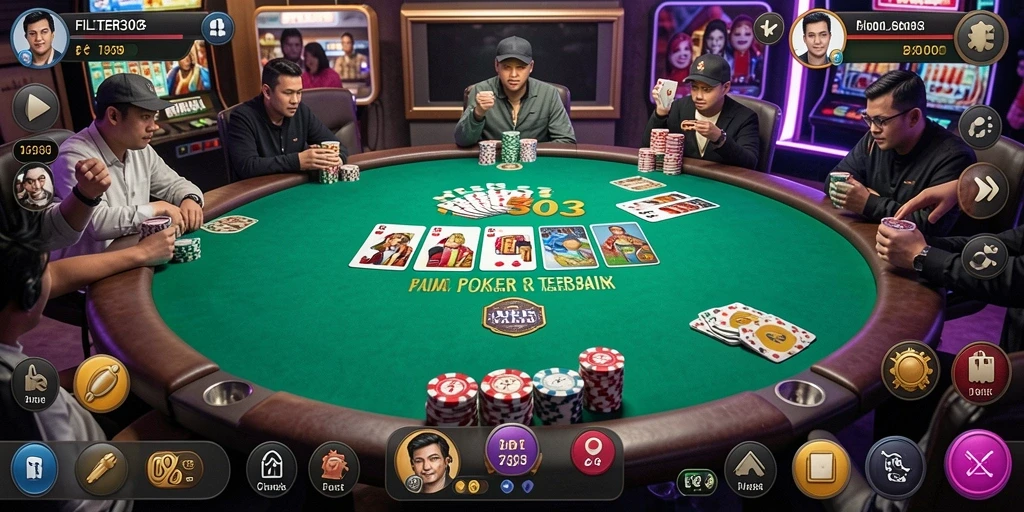 Tampilan menarik dari gameplay poker FILTER303 yang mendebarkan.