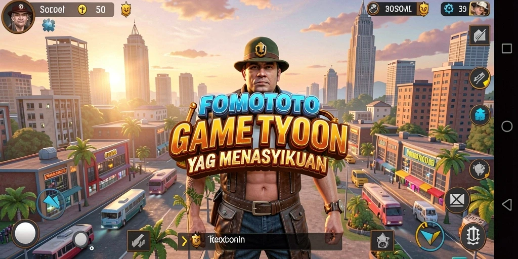 Screenshot utama FOMOTOTO menampilkan gameplay Tycoon yang seru.