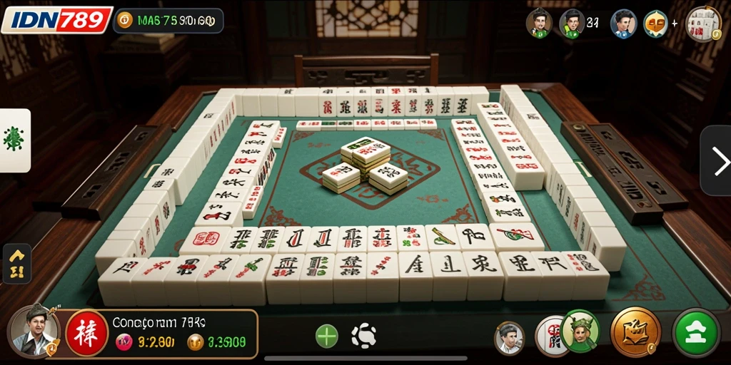 Tampilan screenshot dari gameplay Mahjong di IDN789 yang menantang.