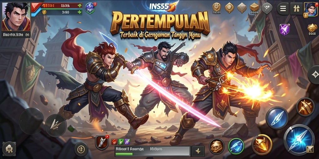 Tangkapan layar gameplay INS55 menampilkan aksi seru di medan pertempuran.