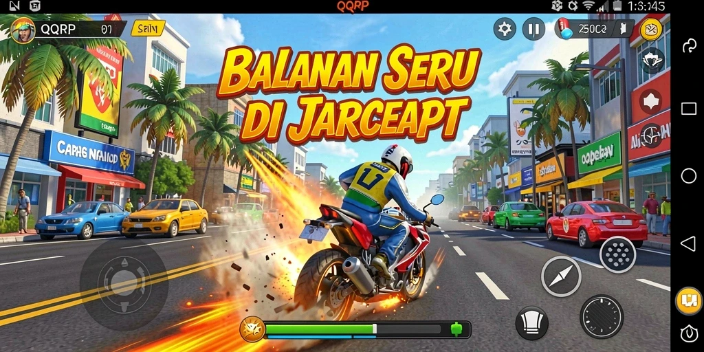 Tampilan gameplay balapan yang mendebarkan dalam QQRP.