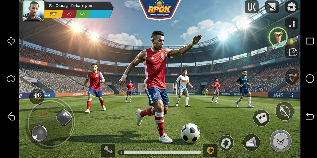 Screenshot gameplay RPOK yang menampilkan aksi olahraga yang mendebarkan.