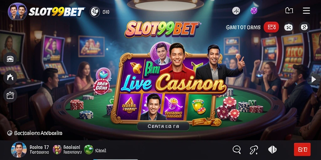 Screenshot gameplay SLOT99BET menampilkan dealer profesional dan pengalaman kasino nyata.