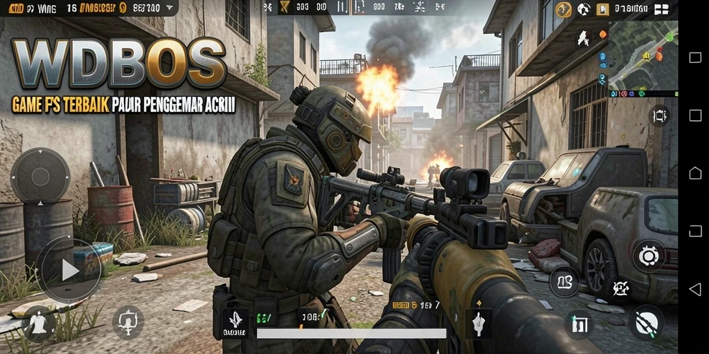 Screenshot saat pertempuran mendebarkan di WDBOS dengan aksi FPS intens.