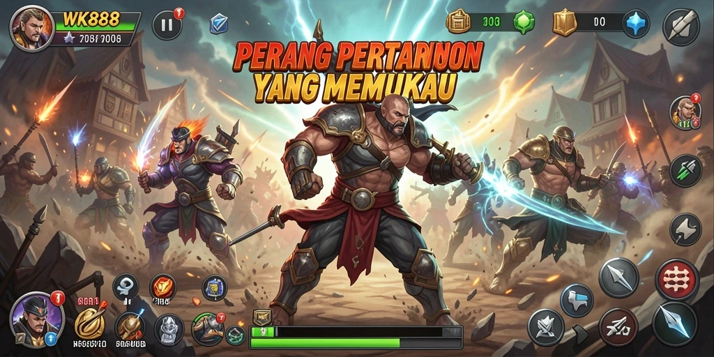 Gameplay seru di WK888 menampilkan karakter bertarung dengan dinamis.